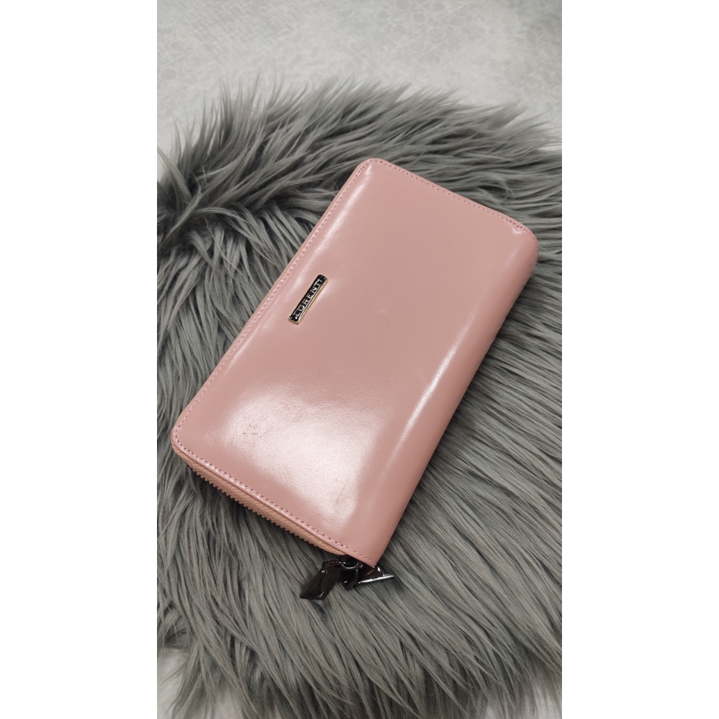 Lorenti rózsaszín dupla cipzáros női bőrpénztárca