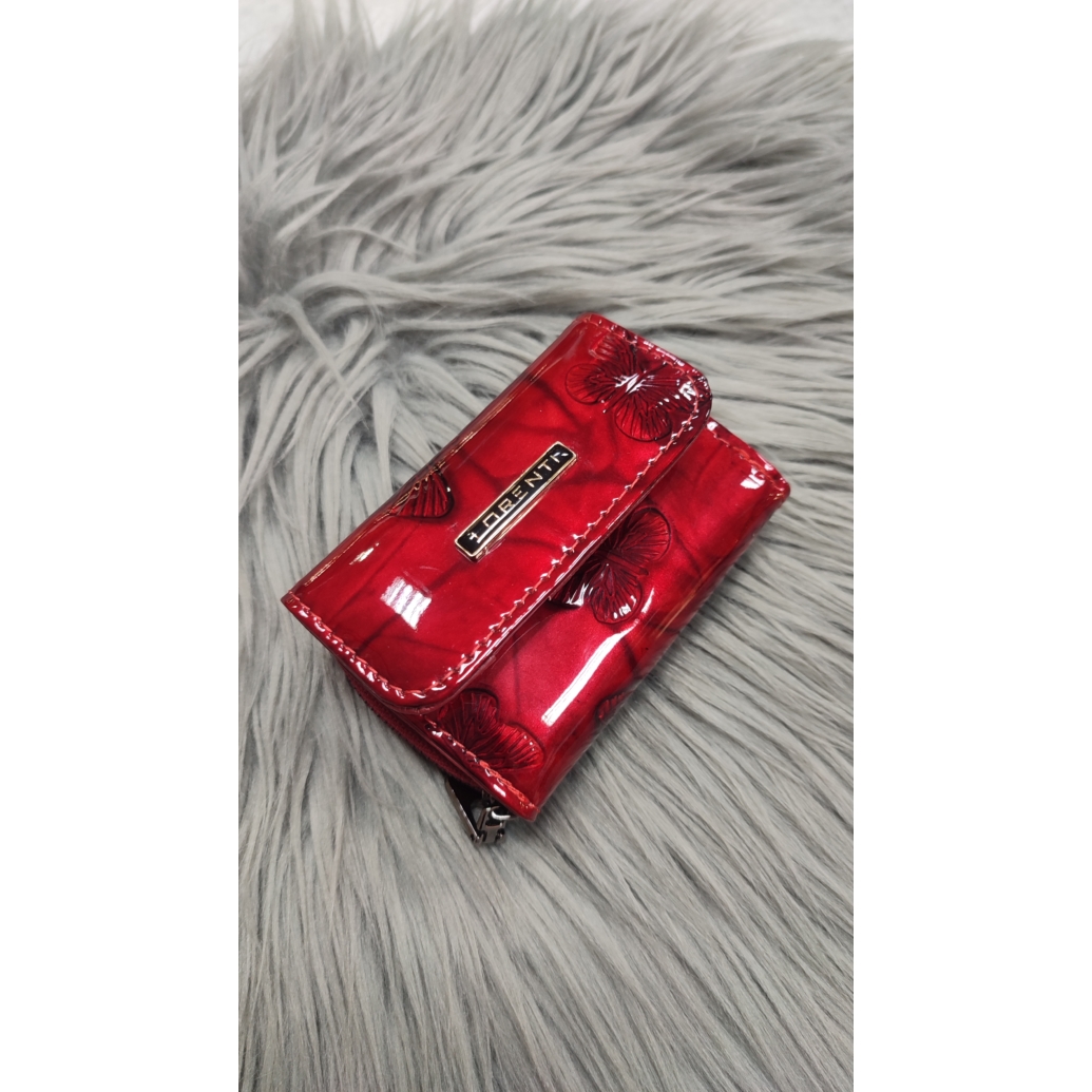 Lorenti piros lakk női bőrpénztárca