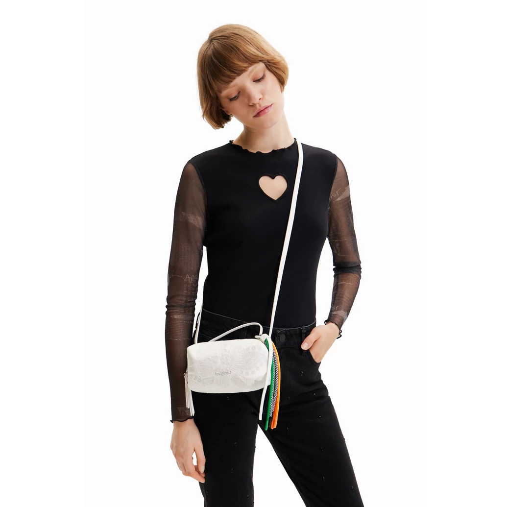 Desigual 2023 fehér mini oldaltáska hímzéssel