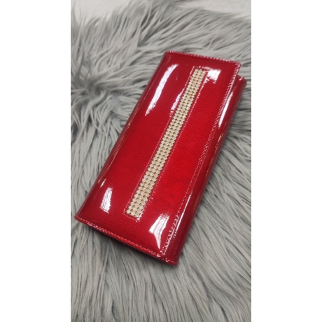 Via55 piros lakk női bőrpénztárca swarovski kövekkel